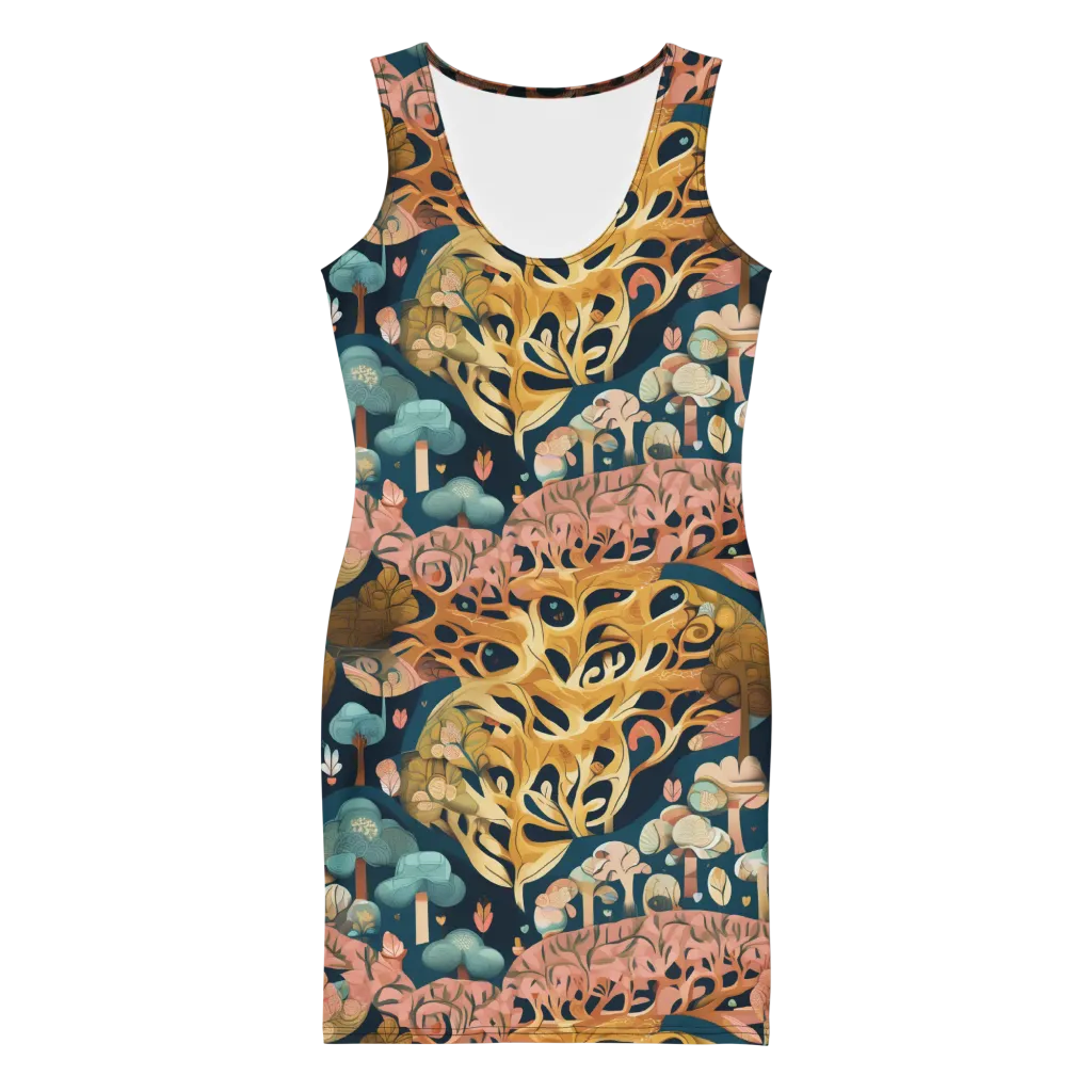 Midnight Mycelium on Bodycon Dress — Front