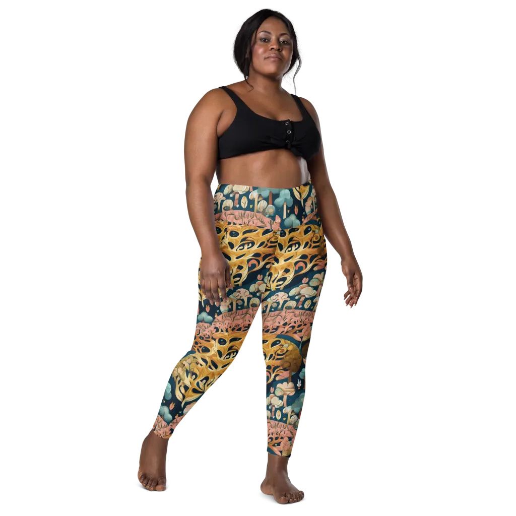 Midnight Mycelium on Leggings with Pockets — Front