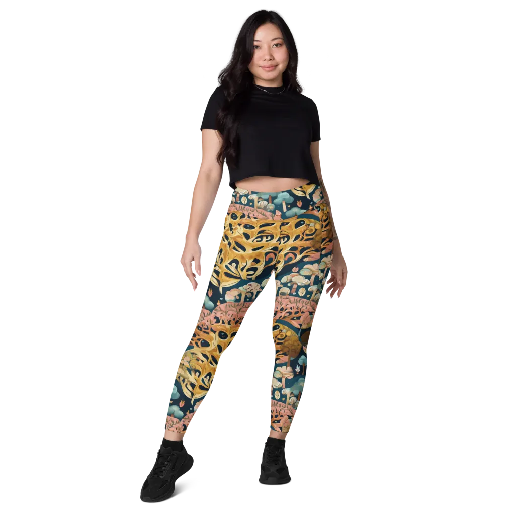 Midnight Mycelium on Leggings with Pockets — Front