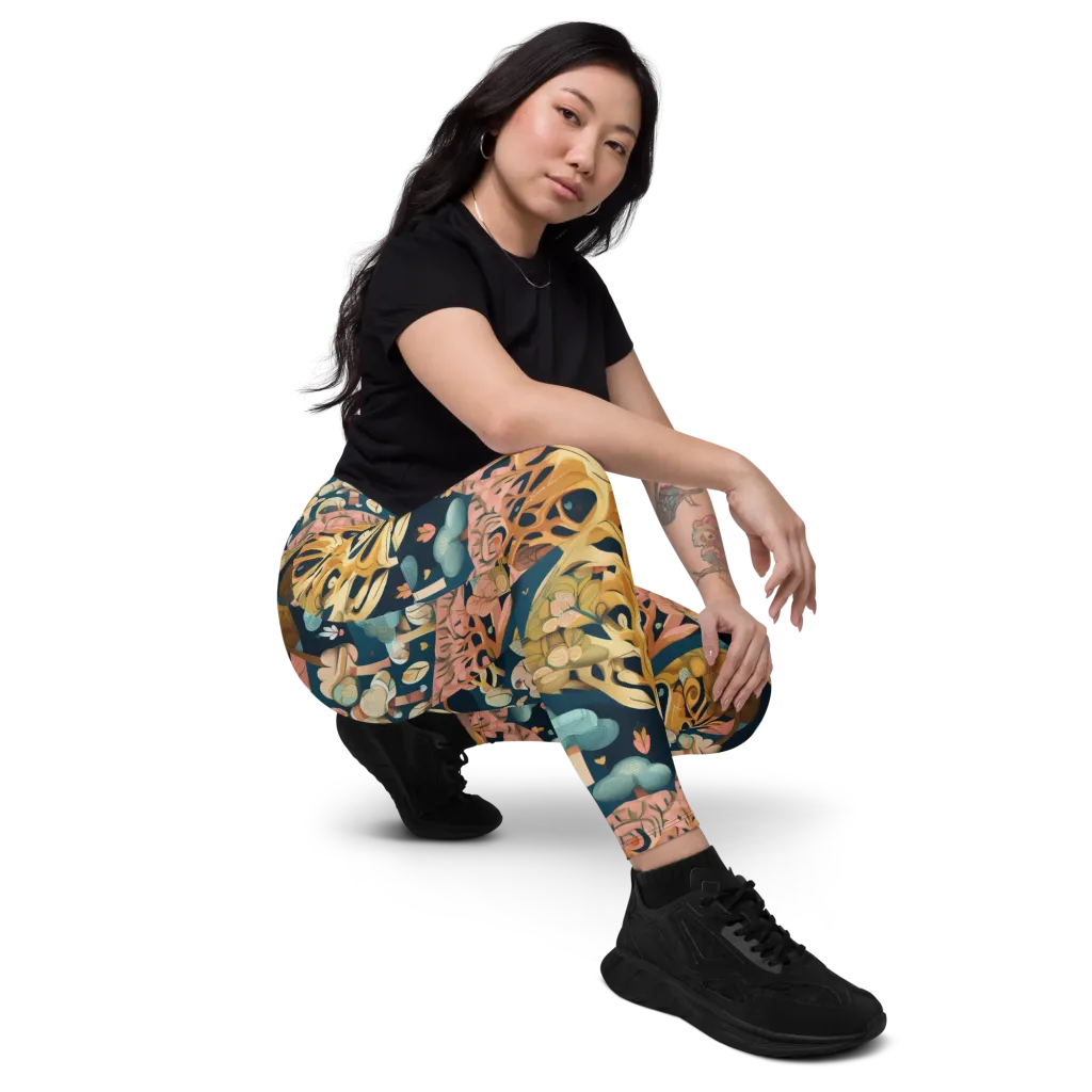 Midnight Mycelium on Leggings with Pockets — Right Front