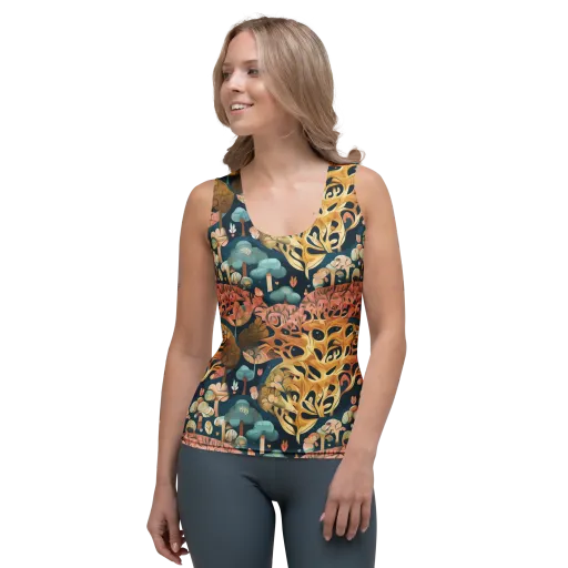 Midnight Mycelium on a Women's Tank Top