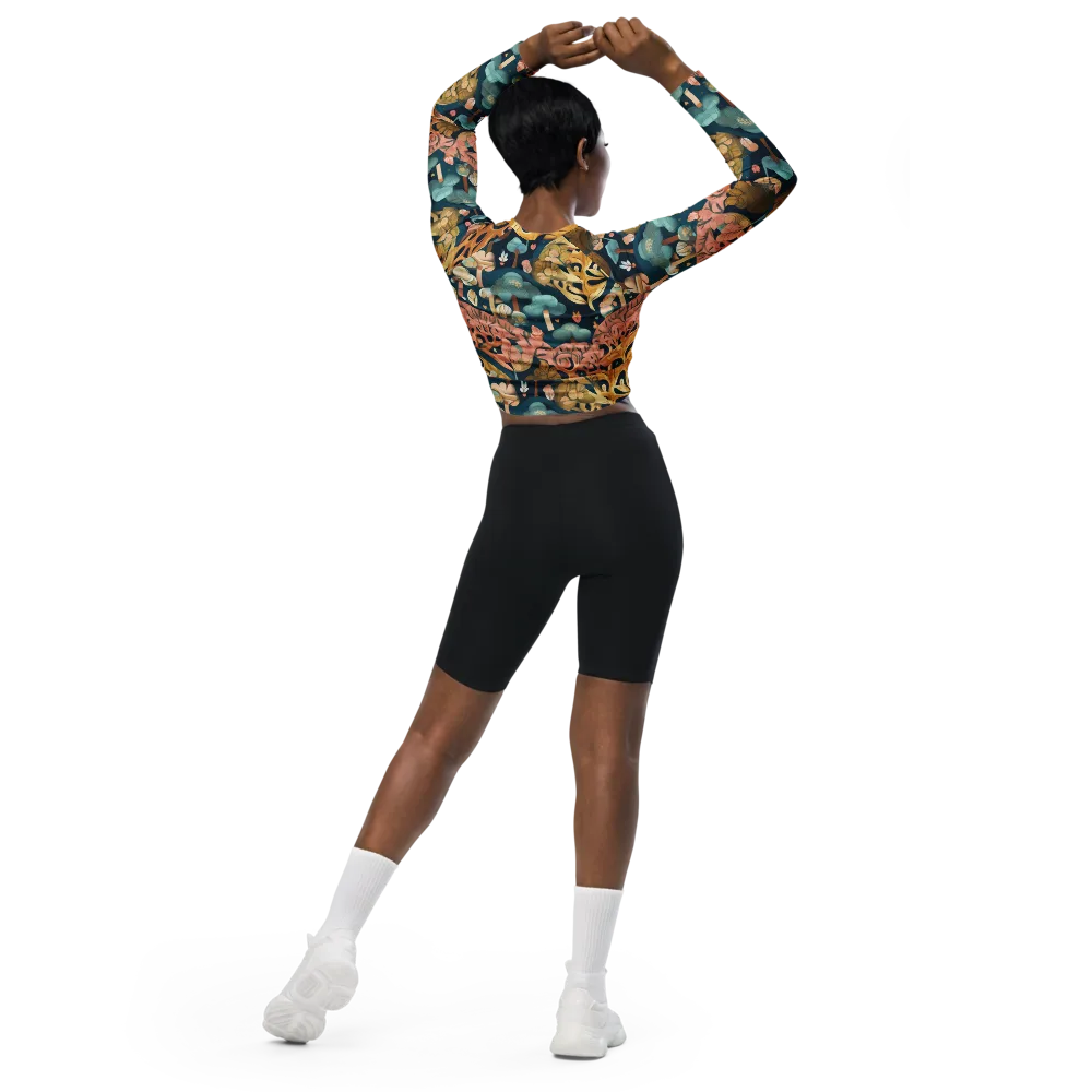 Midnight Mycelium on Long Sleeve Crop Top — Back