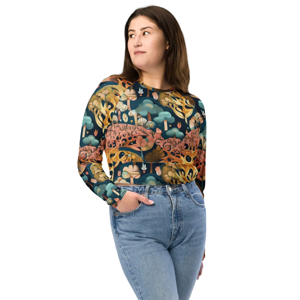 Midnight Mycelium on Long Sleeve Crop Top — Front