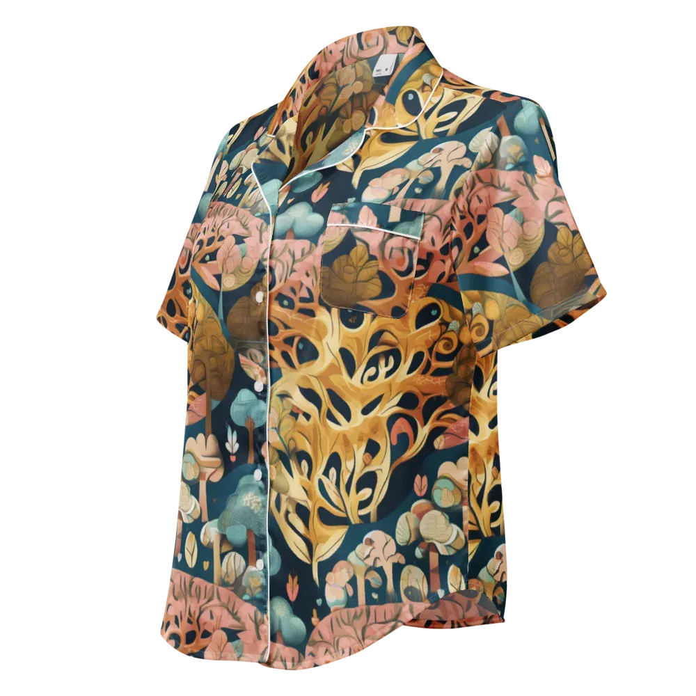 Midnight Mycelium on Women's Short Sleeve Pajama Top — Left Front