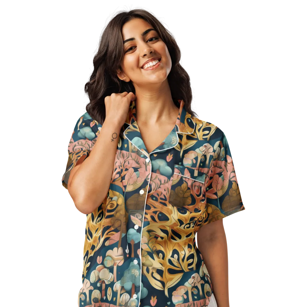 Midnight Mycelium on Women's Short Sleeve Pajama Top — Front