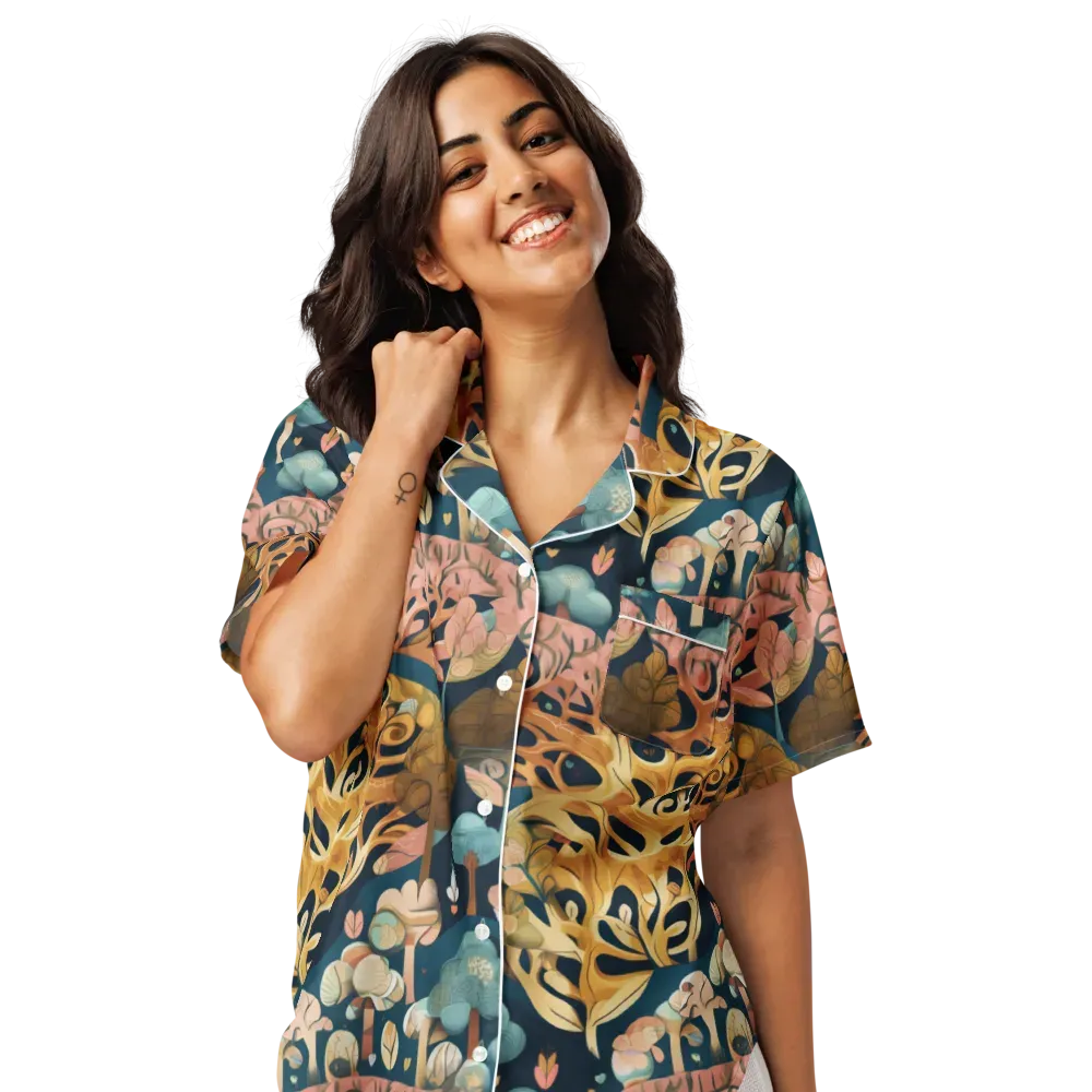 Midnight Mycelium on Women's Short Sleeve Pajama Top — Front