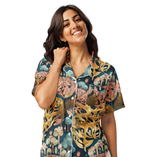 Midnight Mycelium on a Women's Short Sleeve Pajama Top