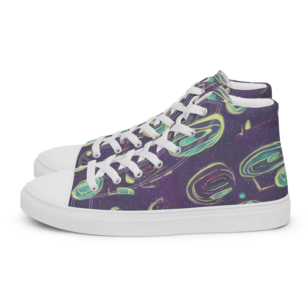 Lunar Lichen on Men's High Top Canvas Shoes — Left