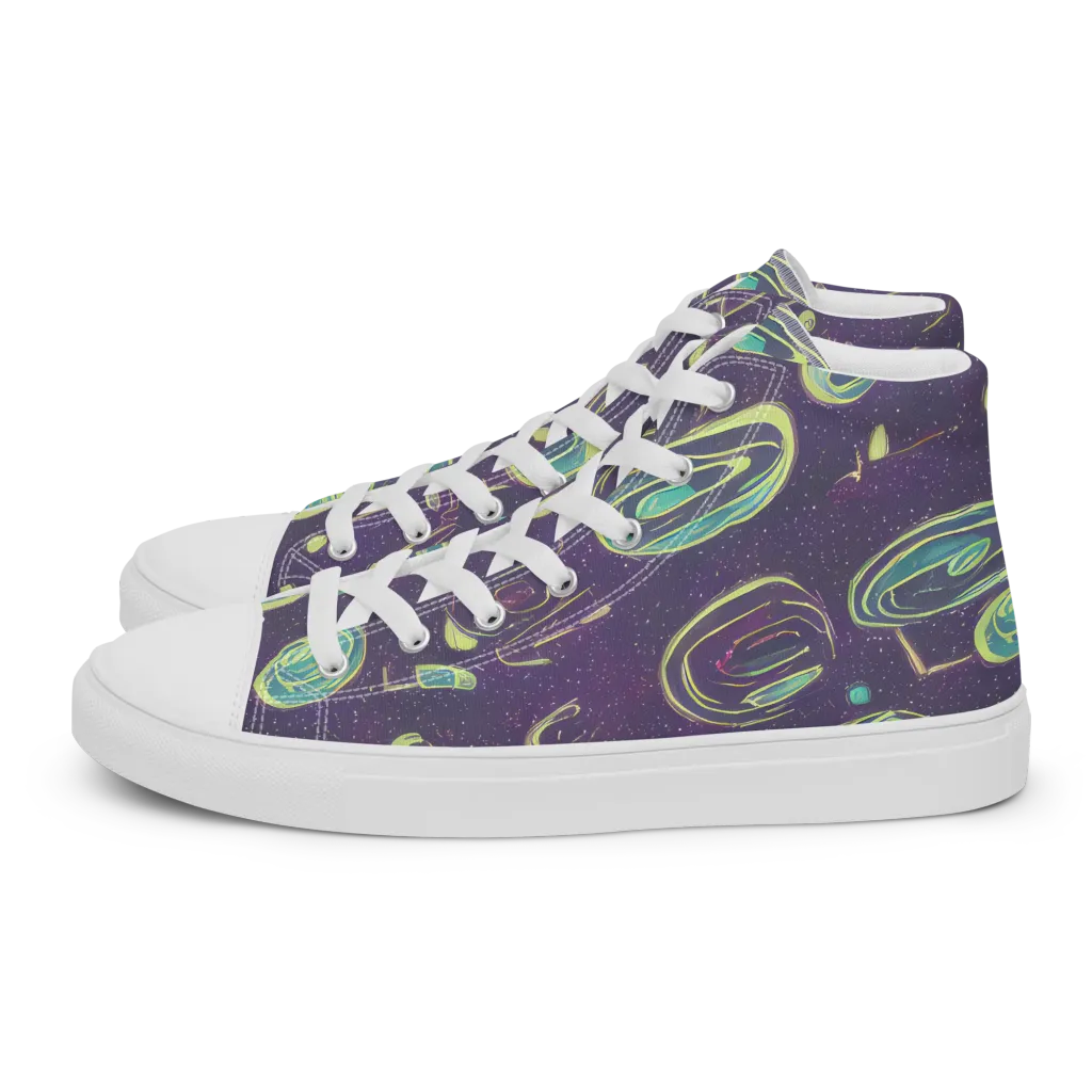 Lunar Lichen on Women's High Top Canvas Shoes — Left