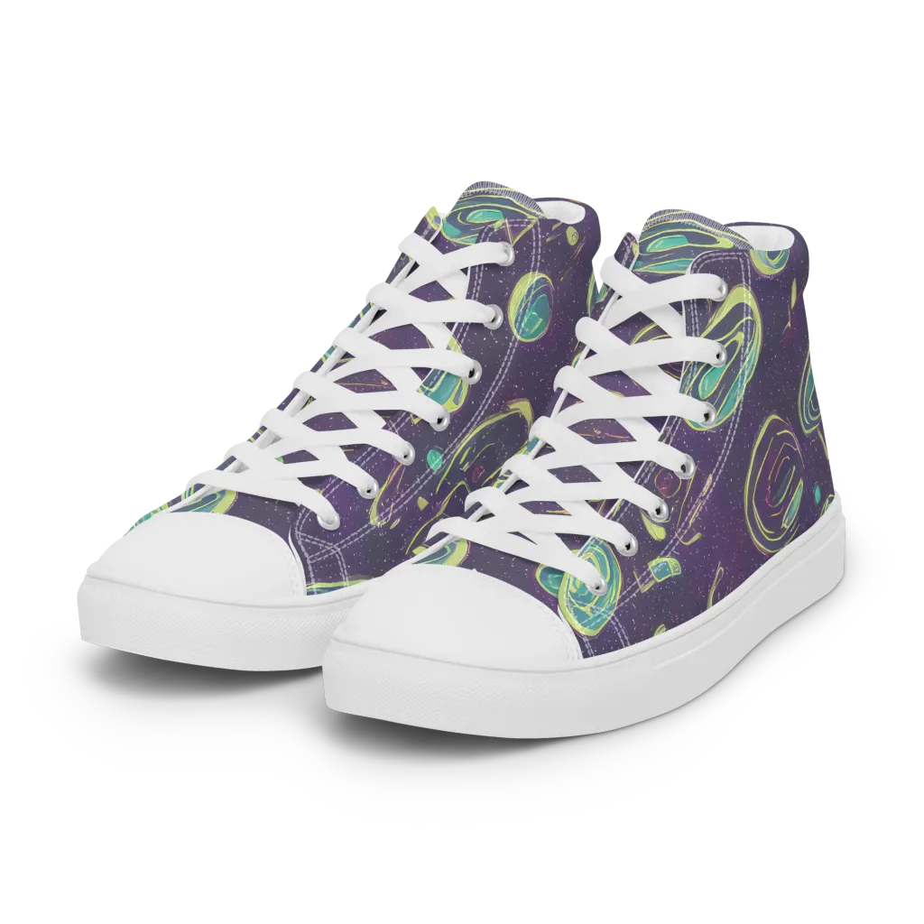 Lunar Lichen on Women's High Top Canvas Shoes — Left Front