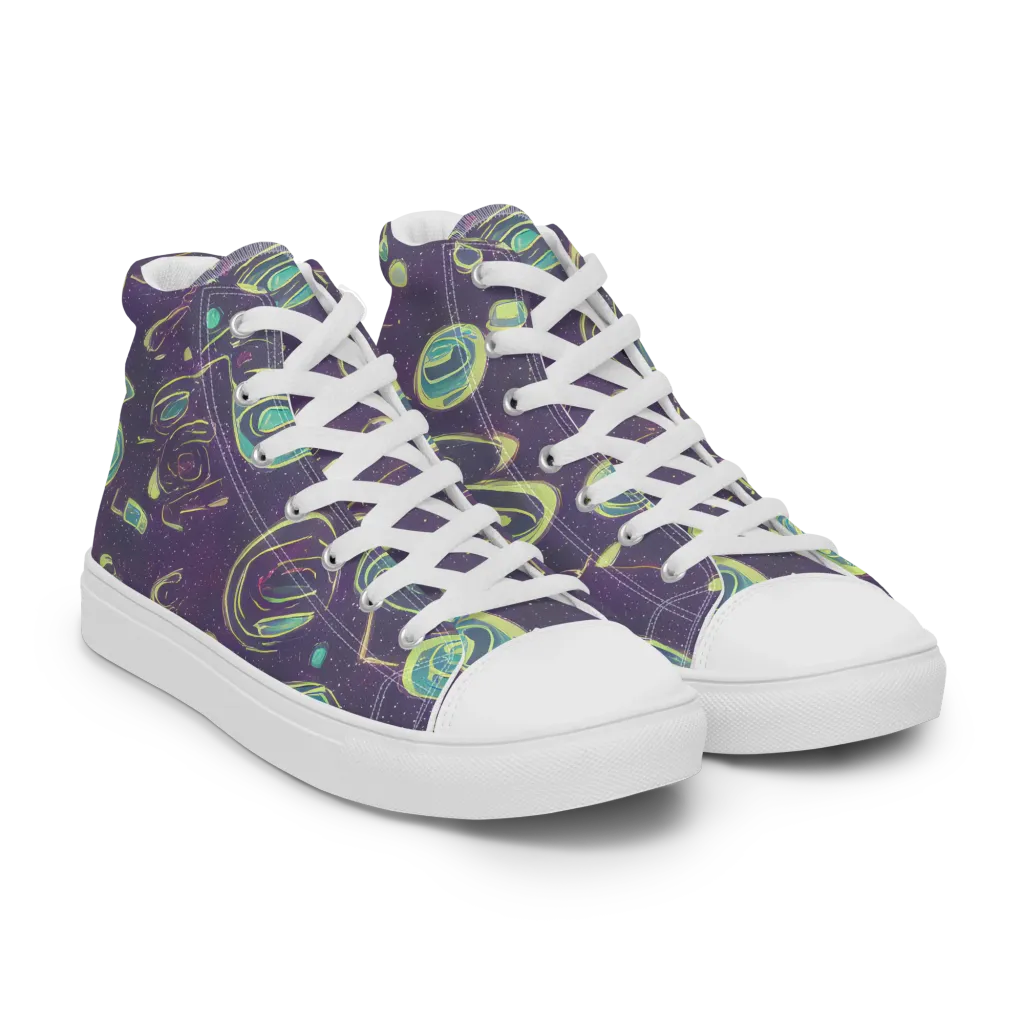Lunar Lichen on Women's High Top Canvas Shoes — Right Front