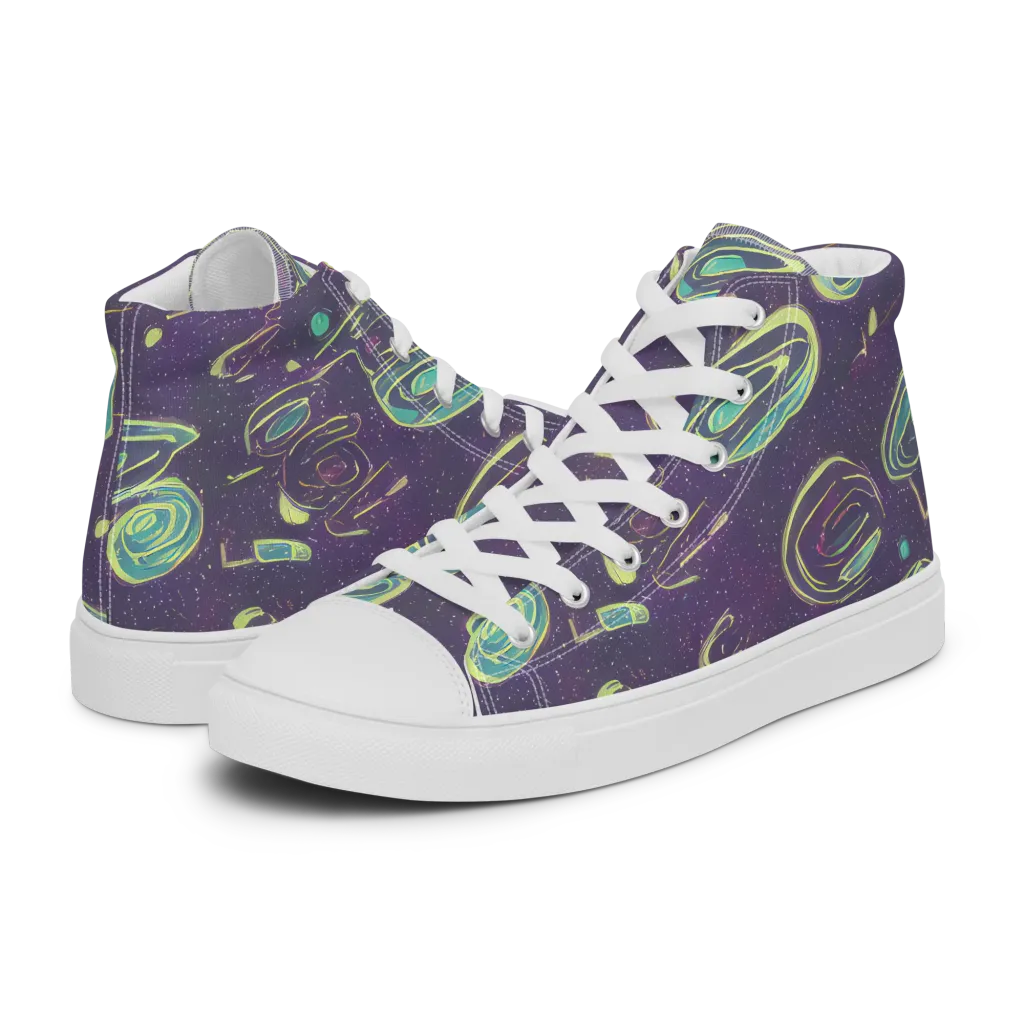 Lunar Lichen on Women's High Top Canvas Shoes — Left