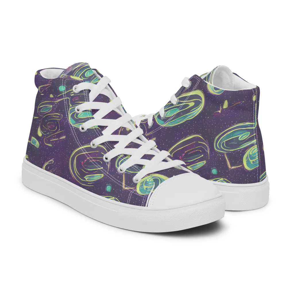 Lunar Lichen on Women's High Top Canvas Shoes — Right