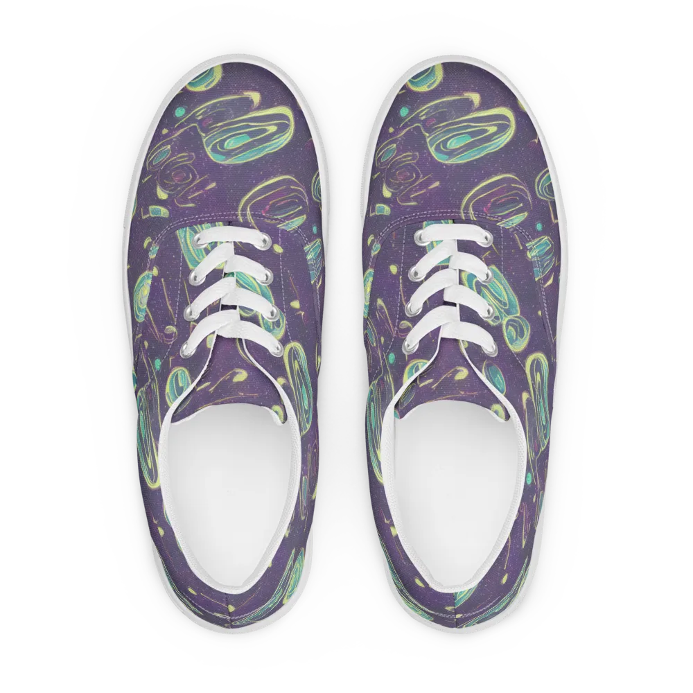 Lunar Lichen on Men's Lace-Up Canvas Shoes — Front