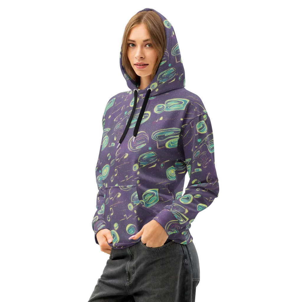Lunar Lichen on Cotton Hoodie — Left Front