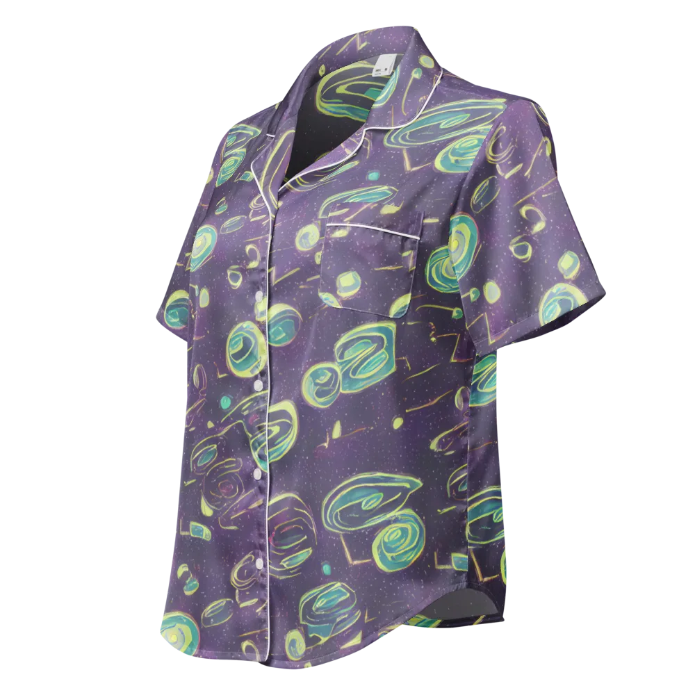Lunar Lichen on Women's Short Sleeve Pajama Top — Left Front