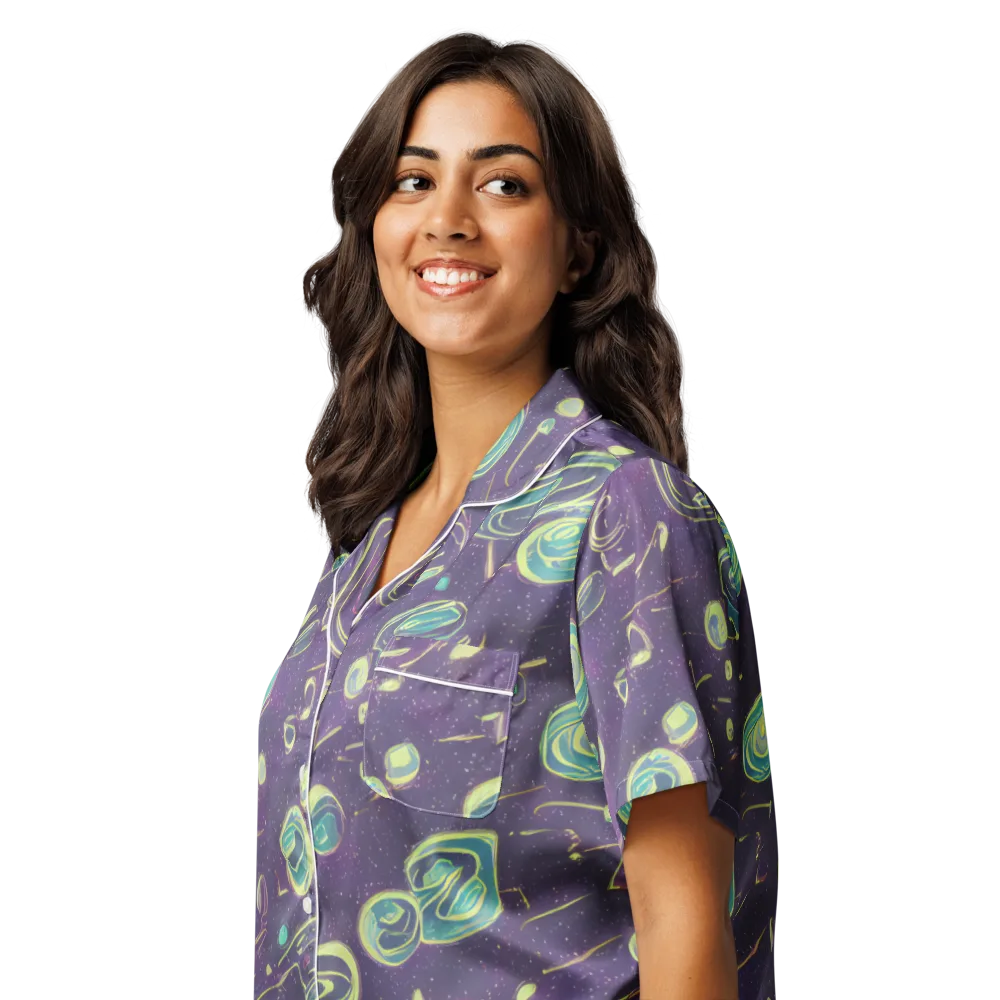 Lunar Lichen on Women's Short Sleeve Pajama Top — Left Front