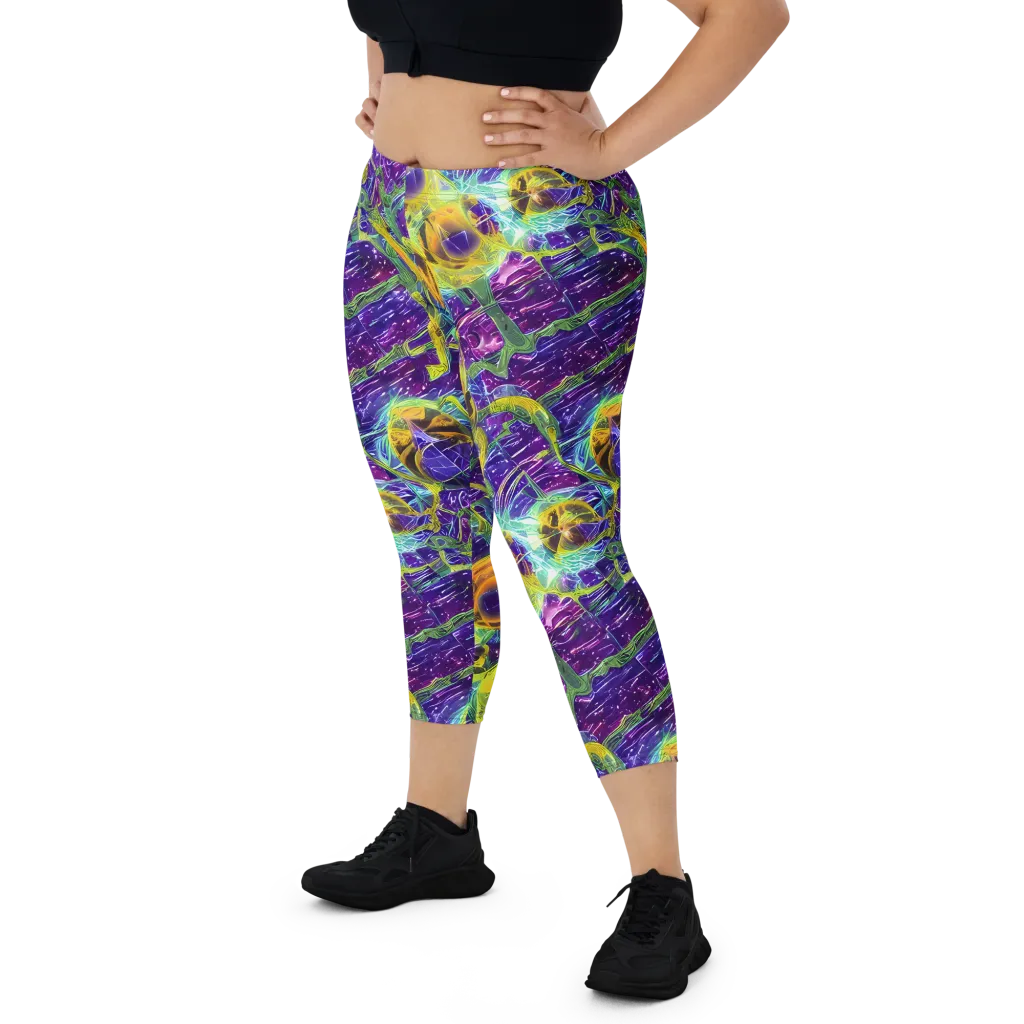 Electric Nectar on Capri Leggings — Front