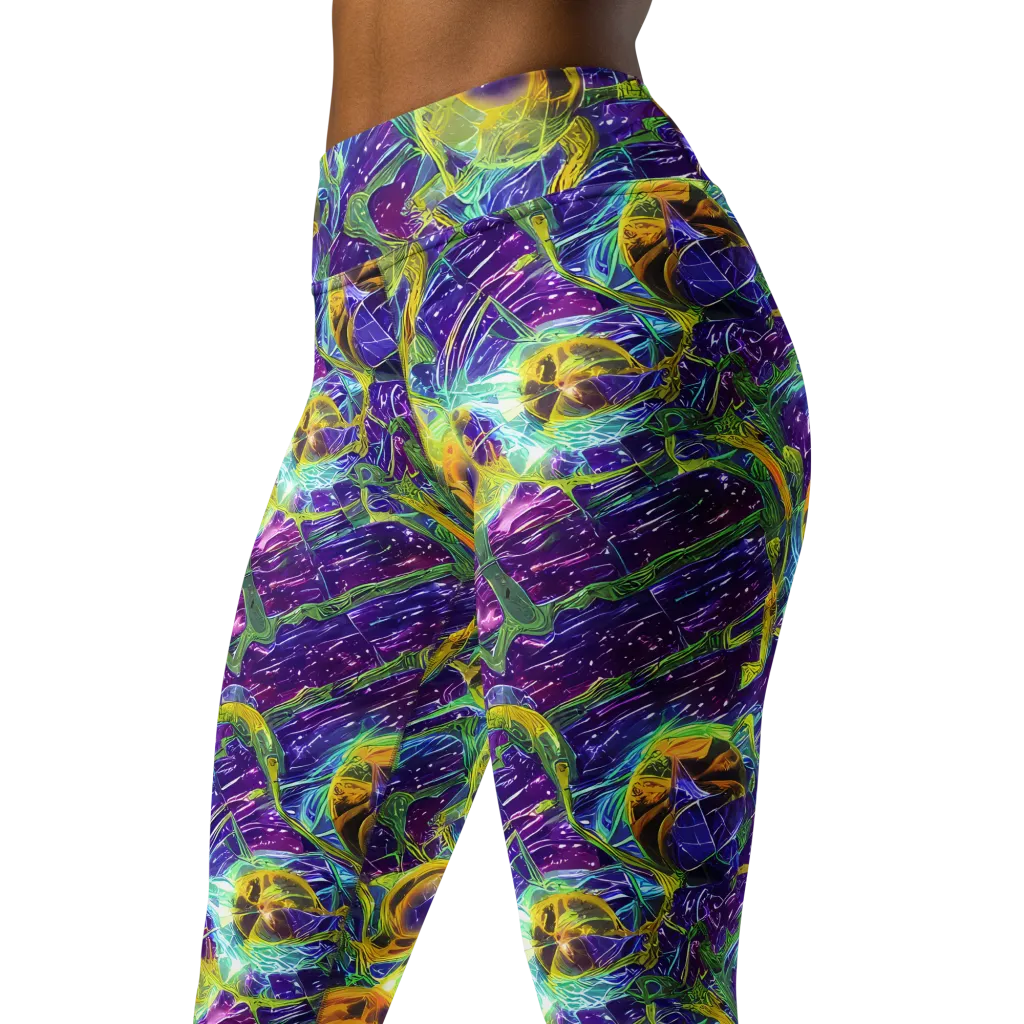 Electric Nectar on Yoga Leggings — Left Front