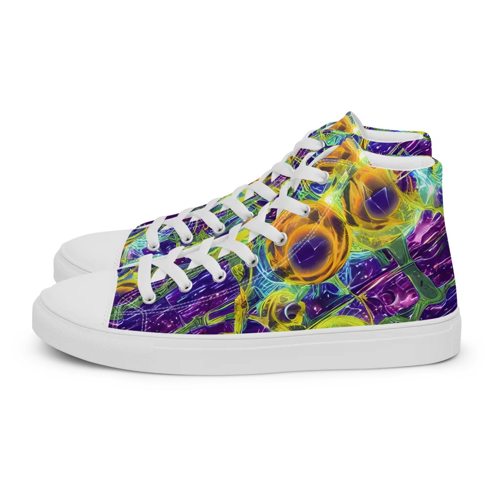 Electric Nectar on Men's High Top Canvas Shoes — Left