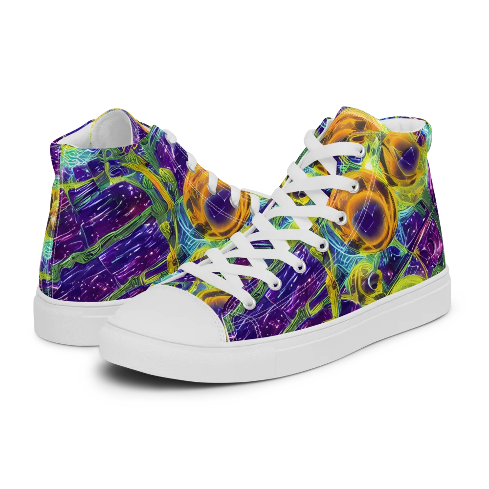 Electric Nectar on Men's High Top Canvas Shoes — Left