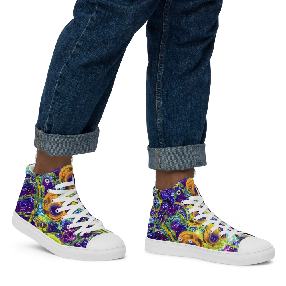 Electric Nectar on Men's High Top Canvas Shoes — Right