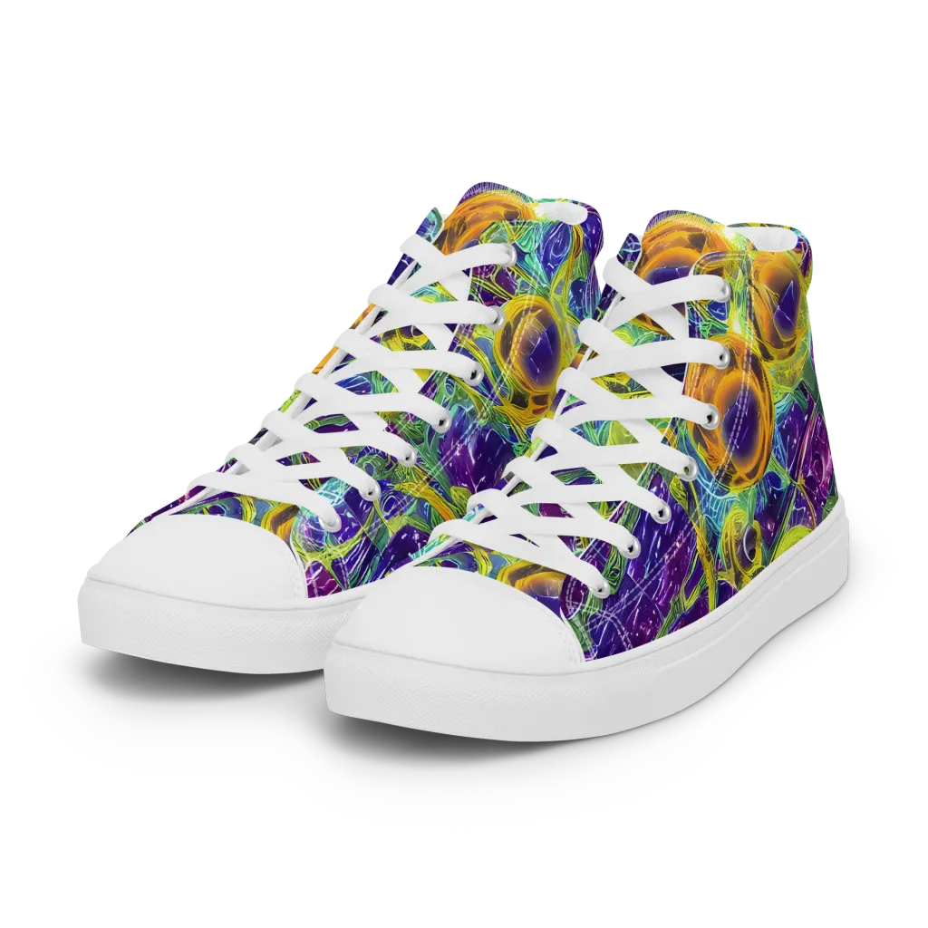 Electric Nectar on Women's High Top Canvas Shoes — Left Front
