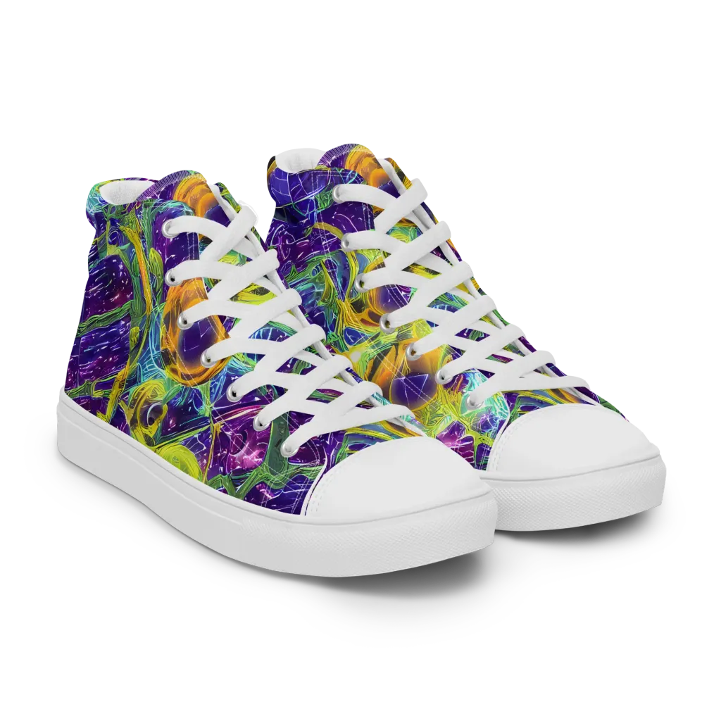 Electric Nectar on Women's High Top Canvas Shoes — Right Front
