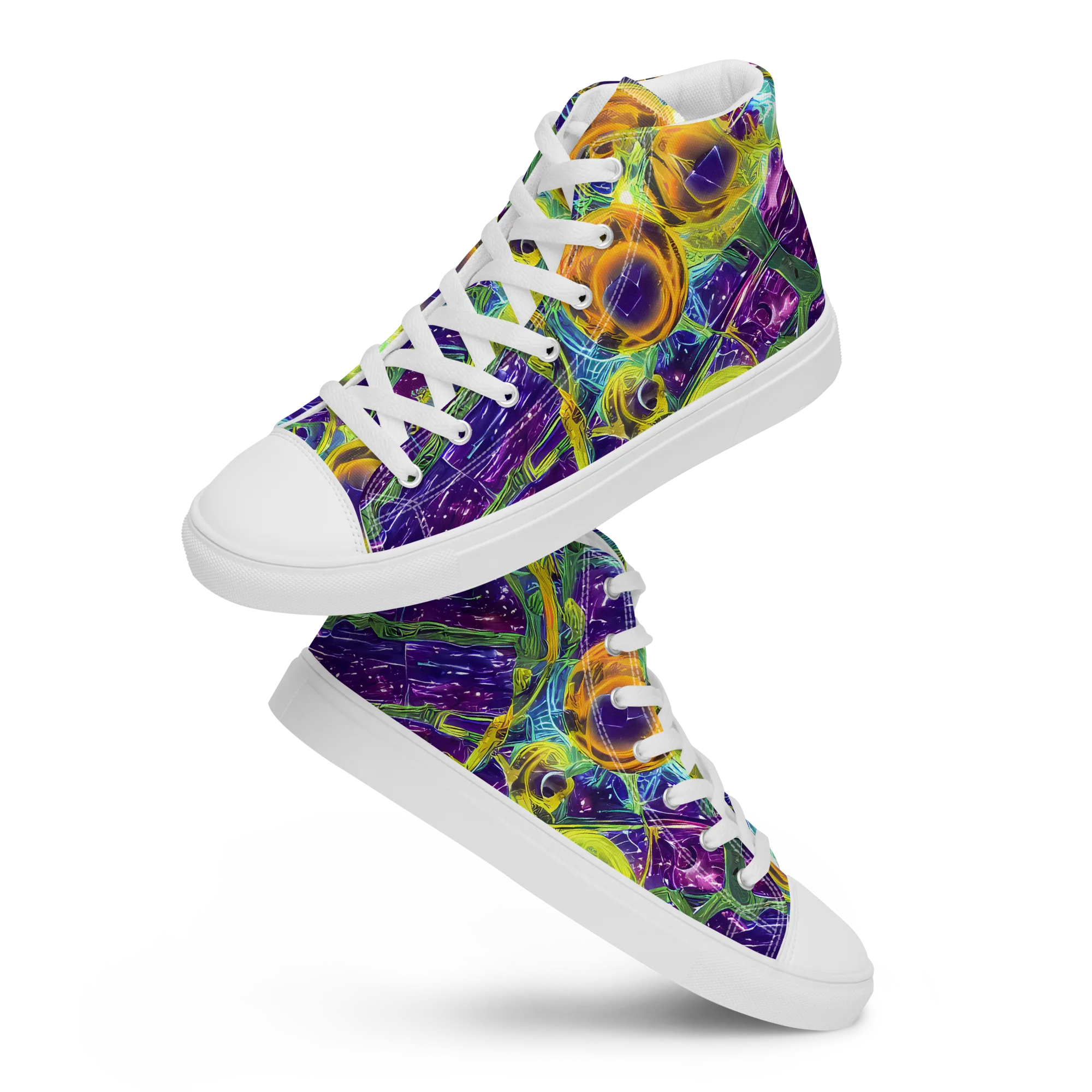 Electric Nectar on Women's High Top Canvas Shoes — Front