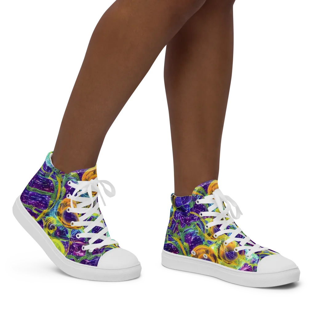 Electric Nectar on Women's High Top Canvas Shoes — Right