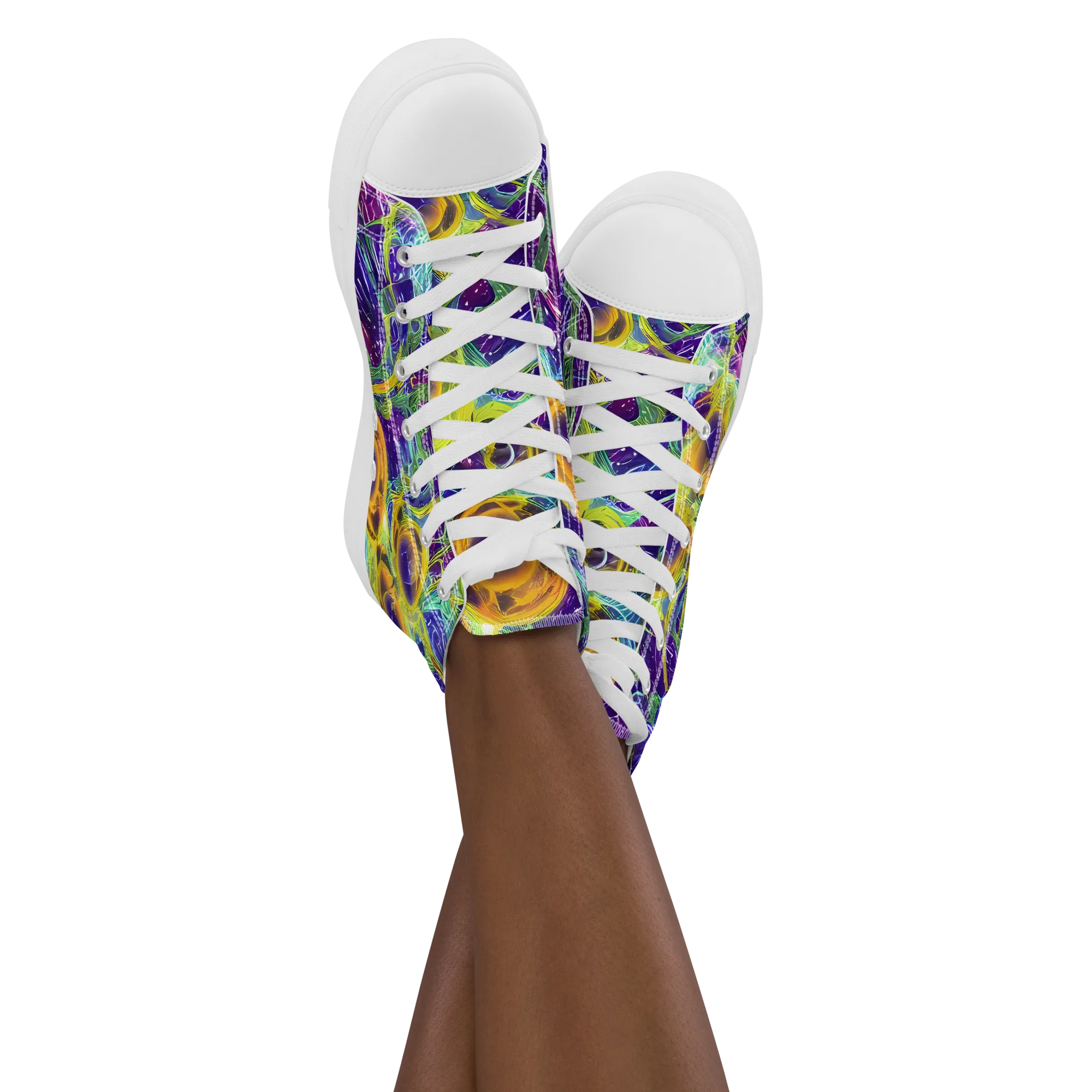 Electric Nectar on Women's High Top Canvas Shoes — Front