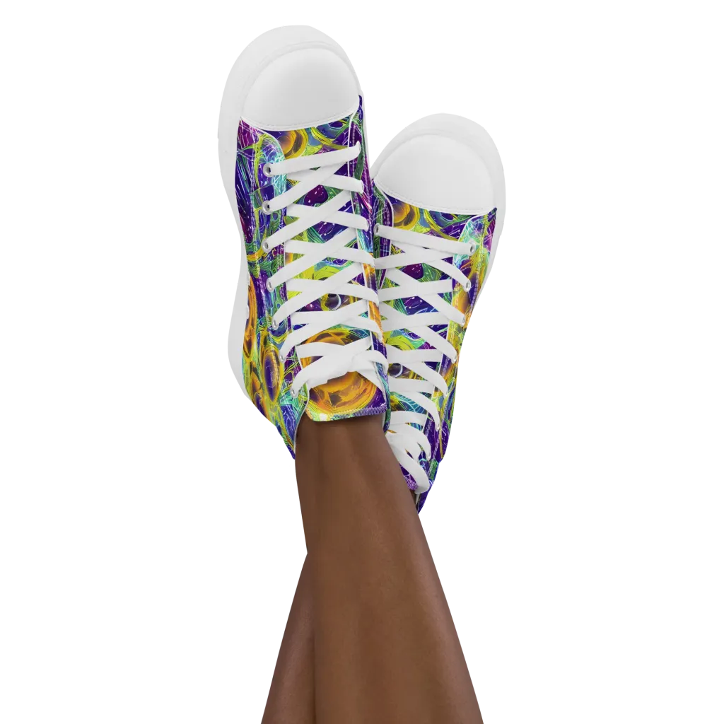 Electric Nectar on Women's High Top Canvas Shoes — Front