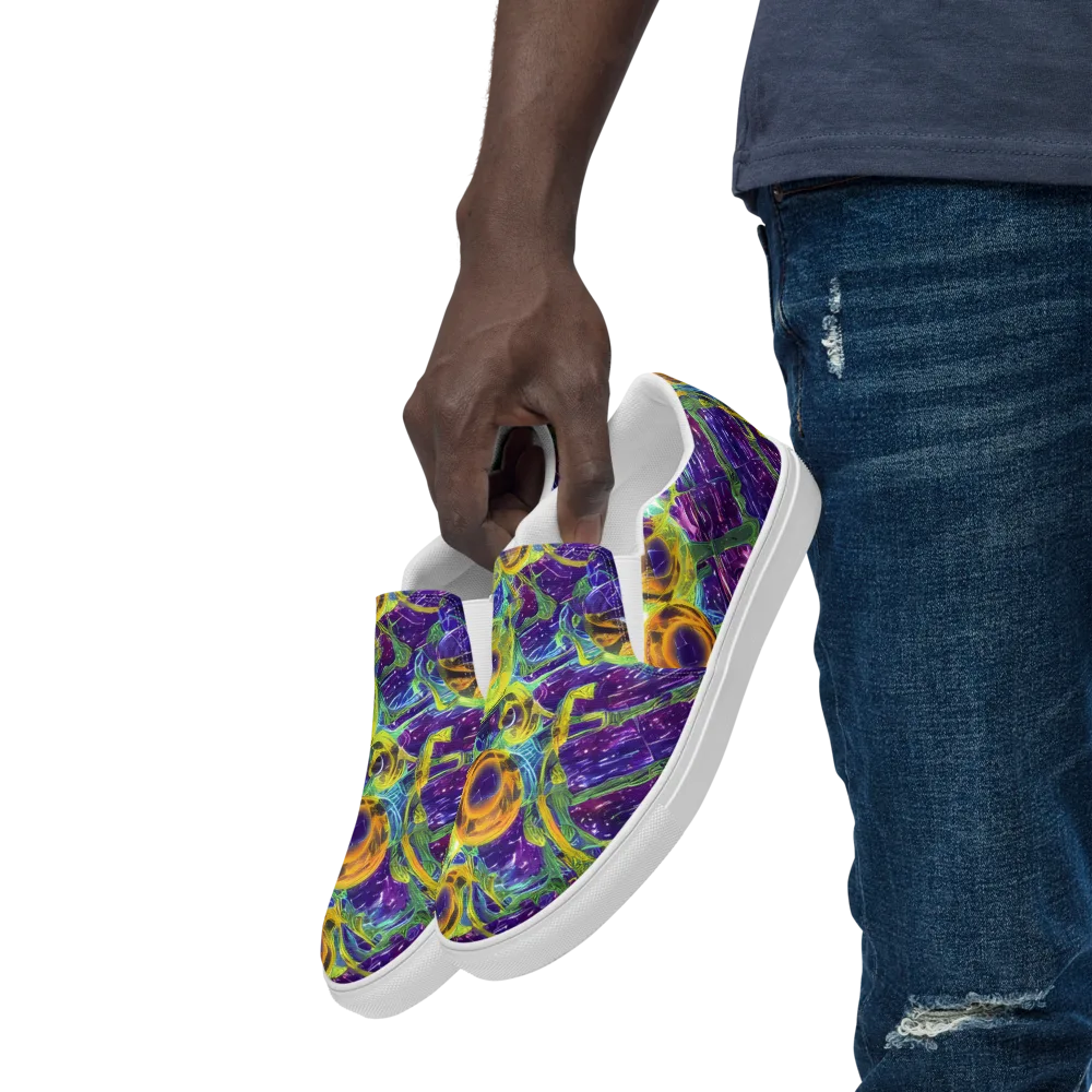 Electric Nectar on Men's Slip-On Canvas Shoes — Left Front