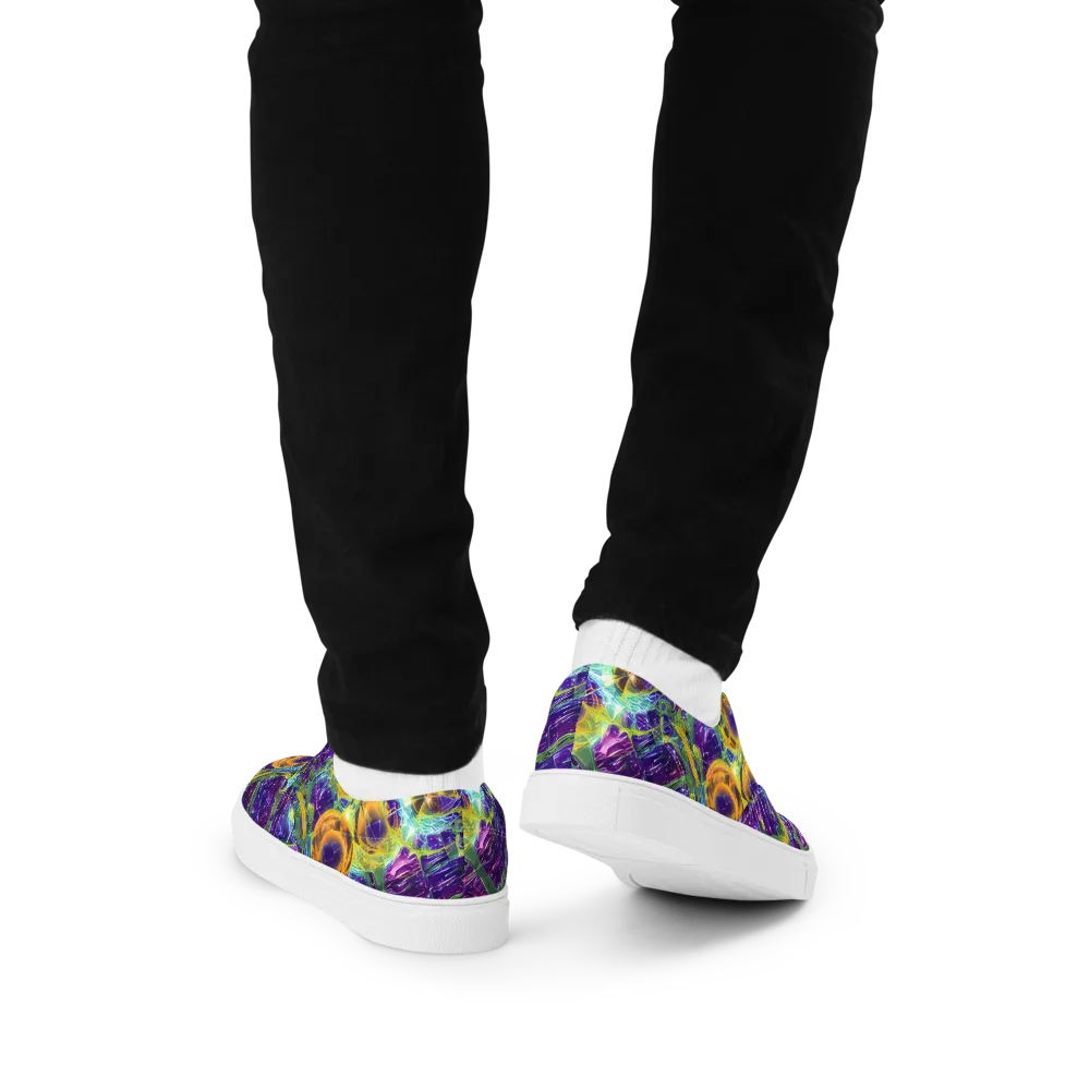 Electric Nectar on Men's Lace-Up Canvas Shoes — Back