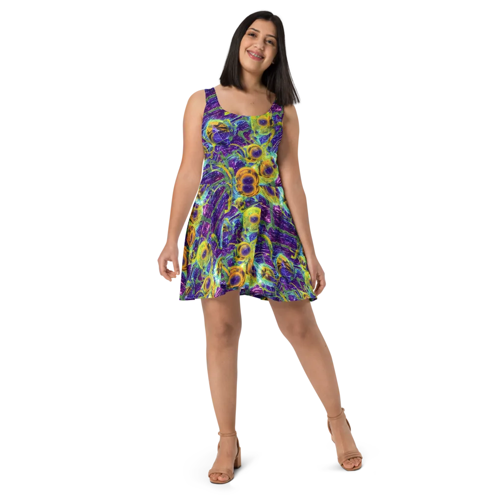 Electric Nectar on Skater Dress — Front