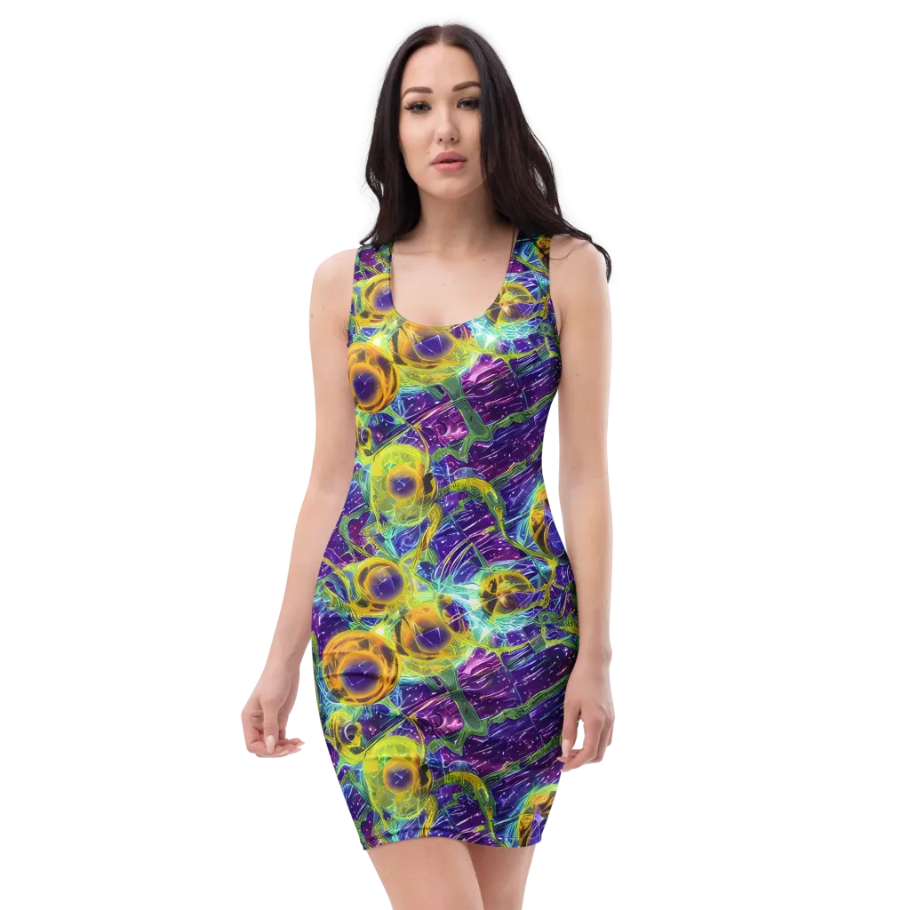 Electric Nectar on Bodycon Dress — Front