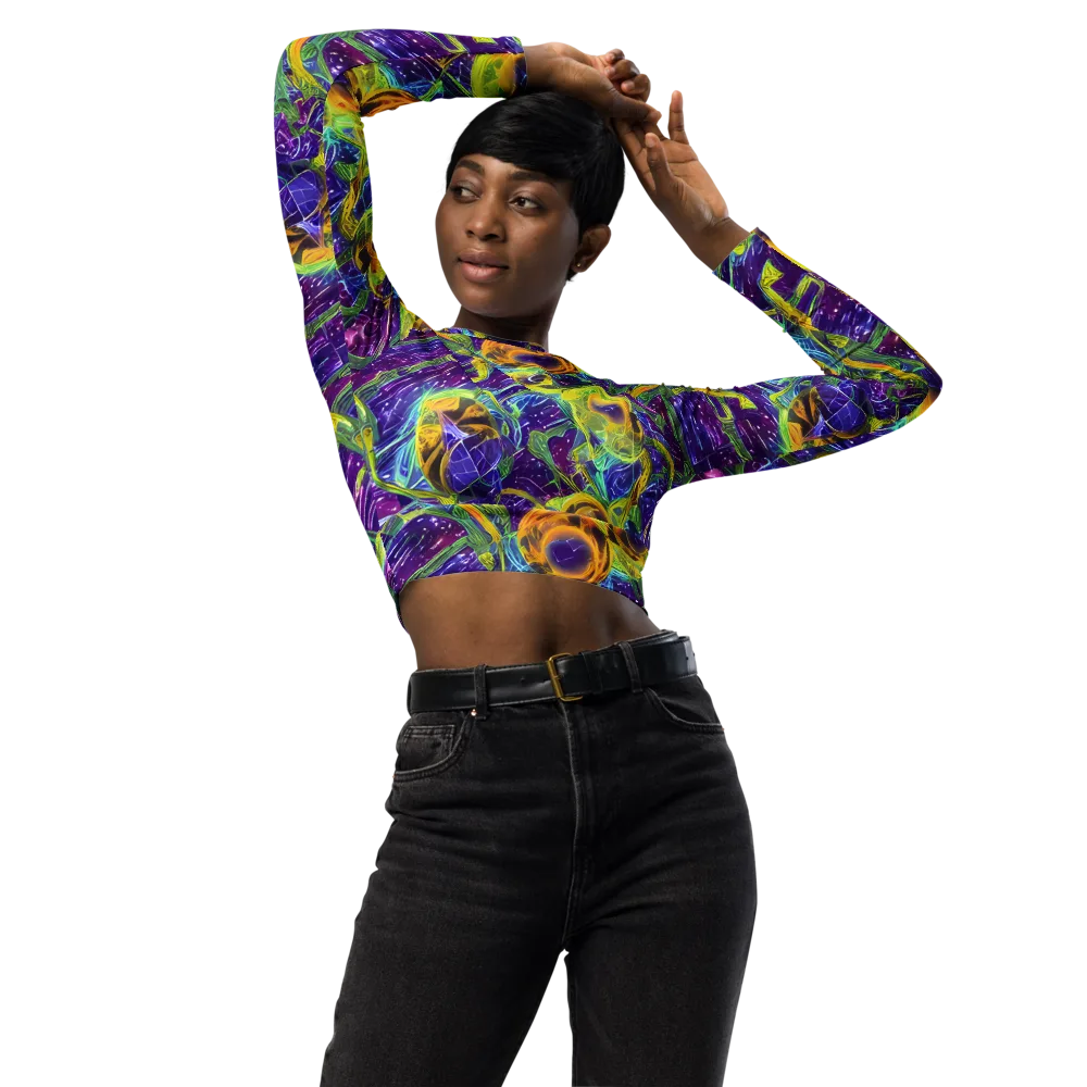Electric Nectar on Long Sleeve Crop Top — Front