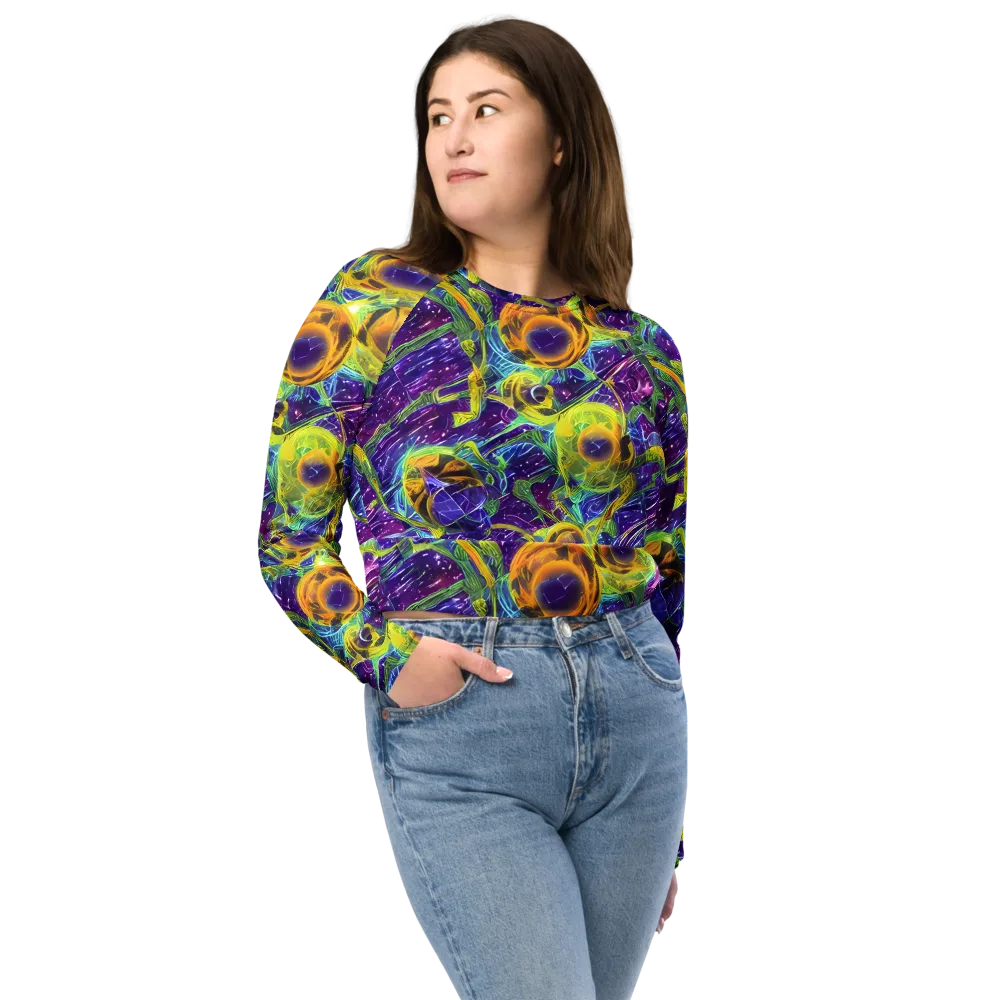 Electric Nectar on Long Sleeve Crop Top — Front