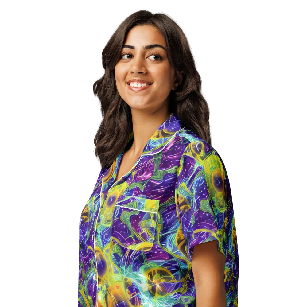 Electric Nectar on Women's Short Sleeve Pajama Top — Left Front