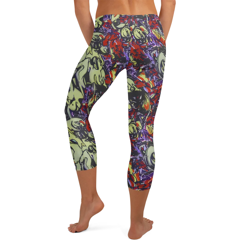 Molten Sketch on Capri Leggings — Back