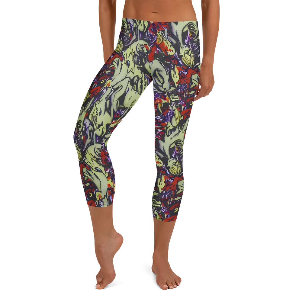 Molten Sketch on Capri Leggings — Front