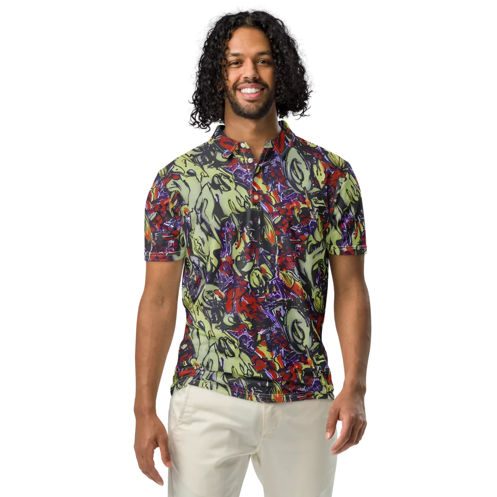 Molten Sketch on Men's Slim Fit Polo Shirt — Front