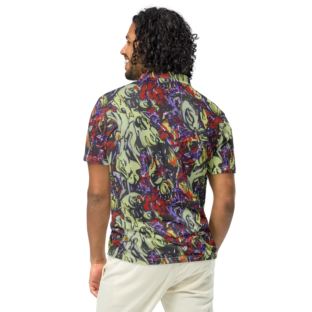 Molten Sketch on Men's Slim Fit Polo Shirt — Back