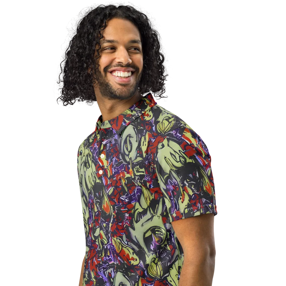 Molten Sketch on Men's Slim Fit Polo Shirt — Left Front