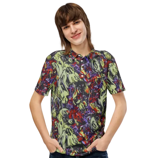 Molten Sketch on a Men's Slim Fit Polo Shirt