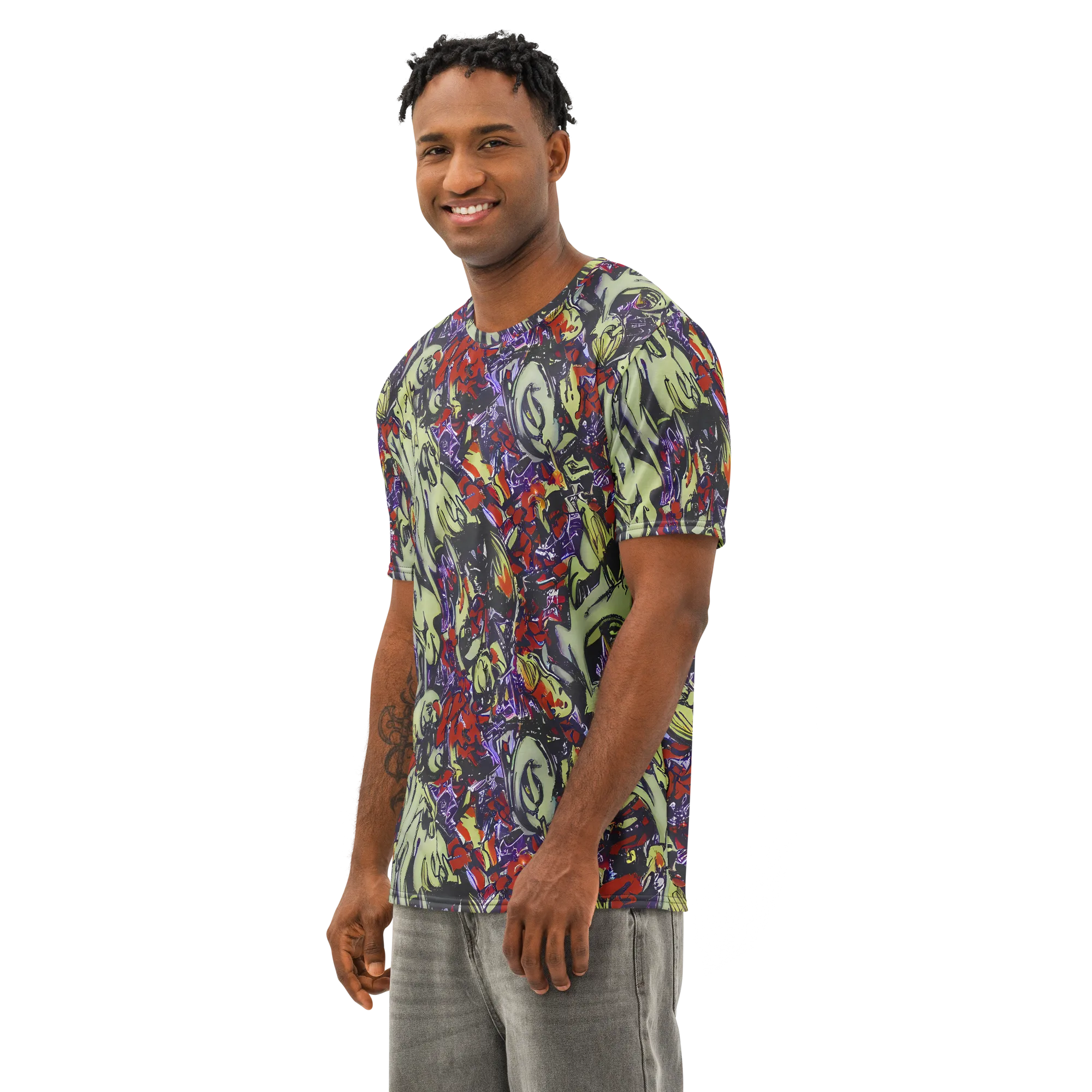 Molten Sketch on Men's Cotton Crew Neck T-Shirt — Left Front
