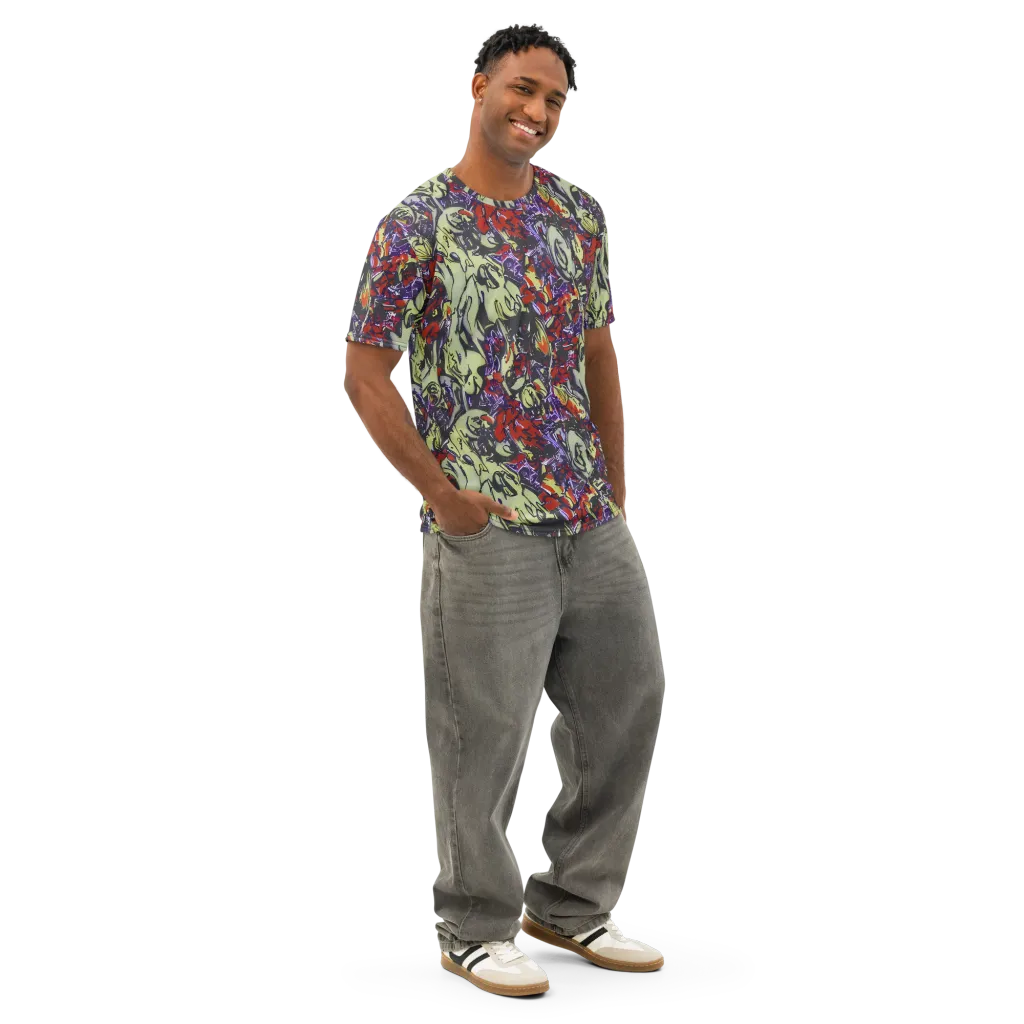 Molten Sketch on Men's Cotton Crew Neck T-Shirt — Right Front