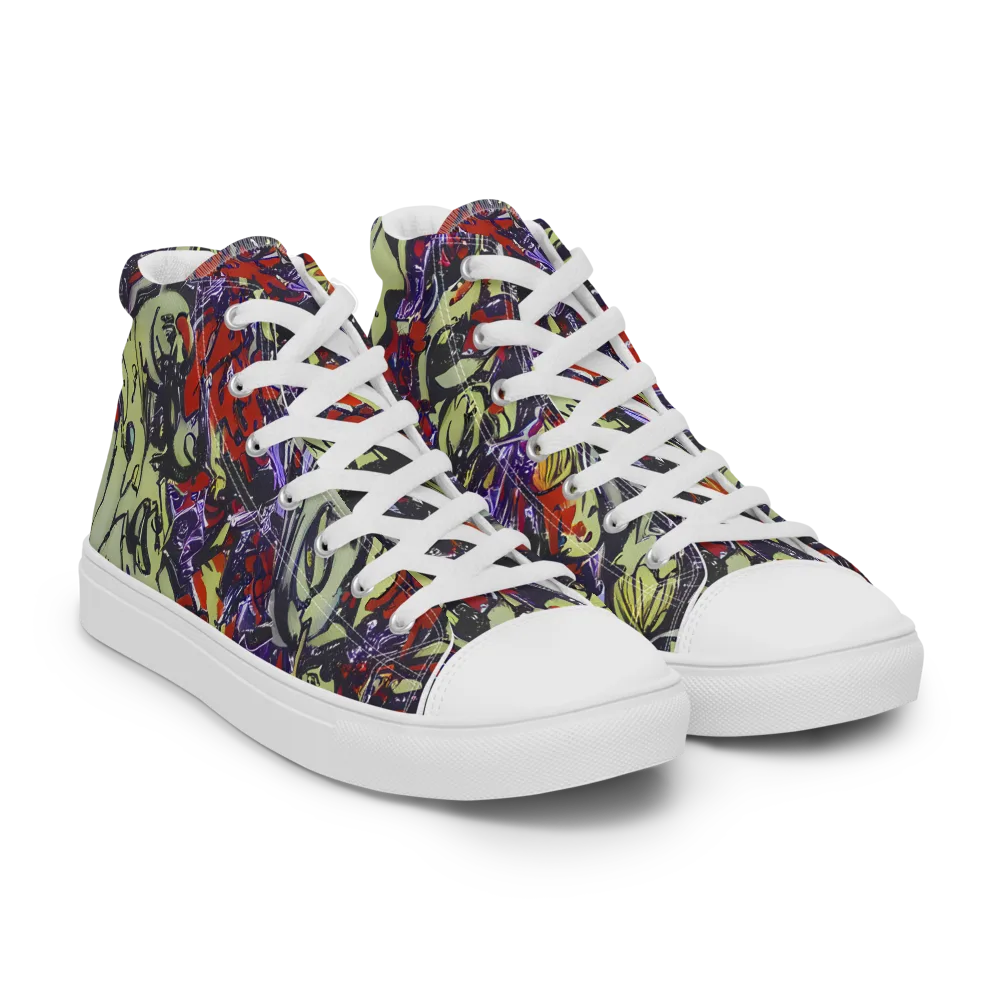 Molten Sketch on Men's High Top Canvas Shoes — Right Front