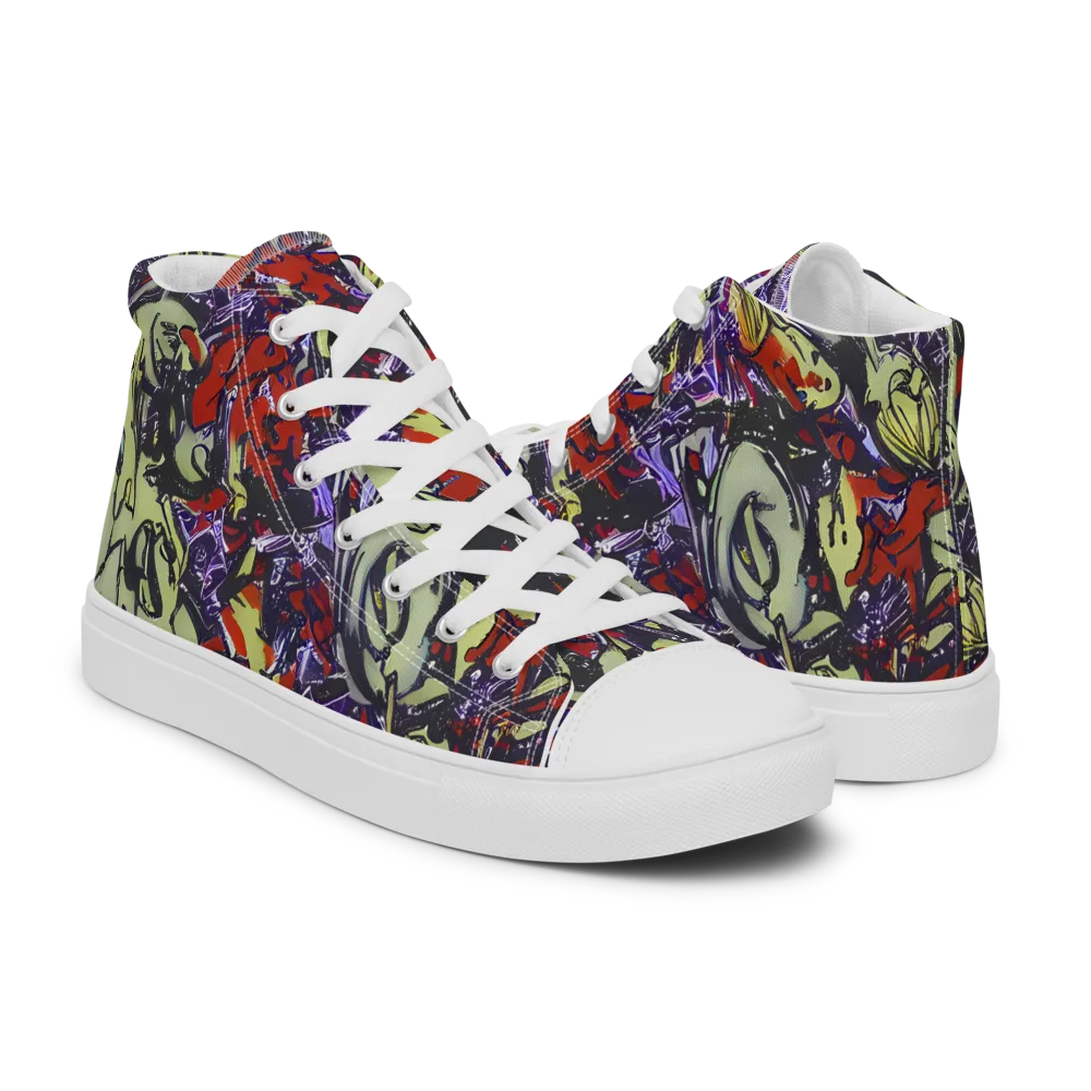 Molten Sketch on Men's High Top Canvas Shoes — Right