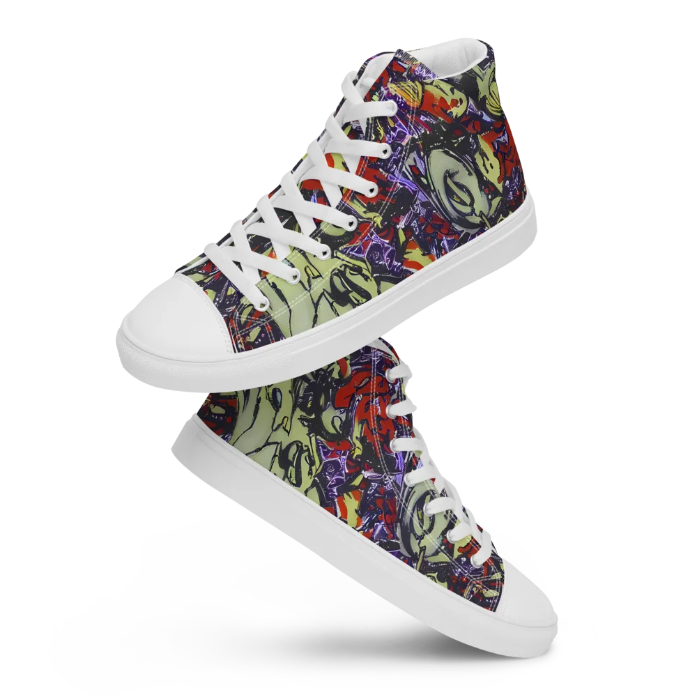 Molten Sketch on Men's High Top Canvas Shoes — Front